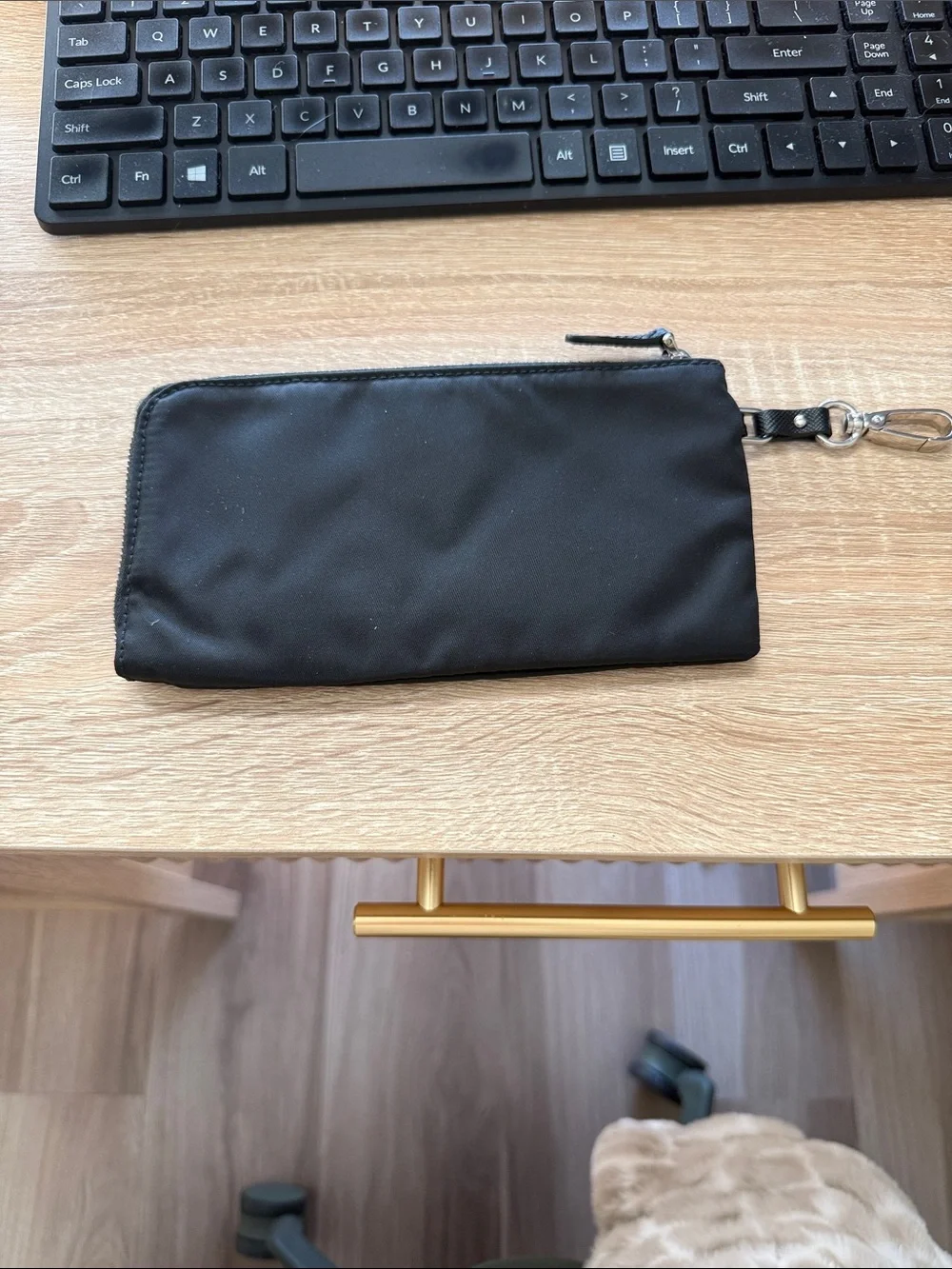 Prada Black Nylon Zip Wristlet / Pouch Wallet